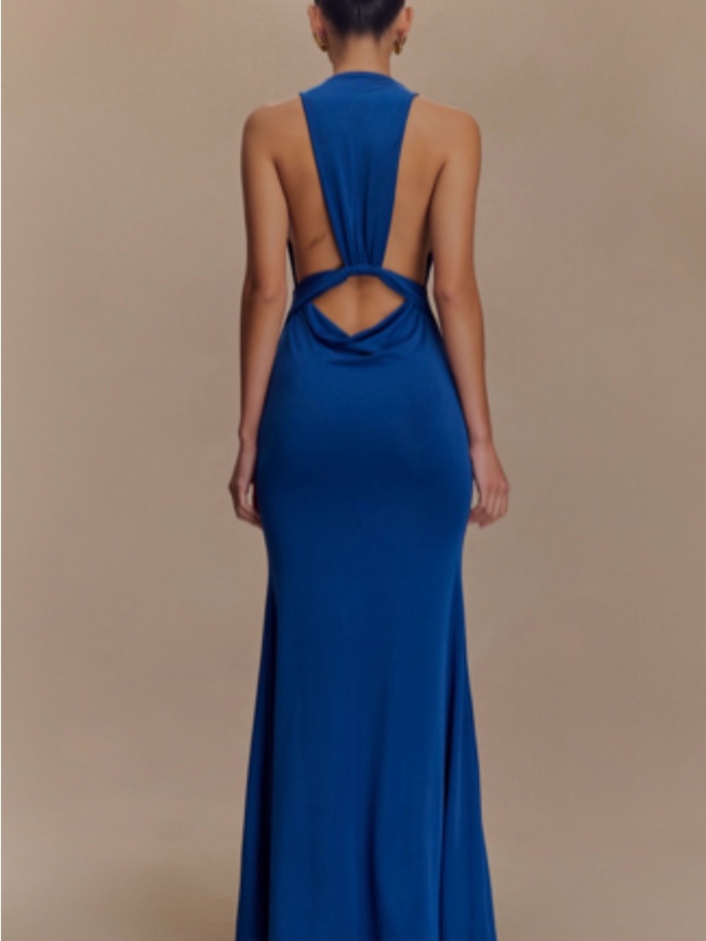 Meshki Deep Blue Sleeveless V-Neck Maxi Dress